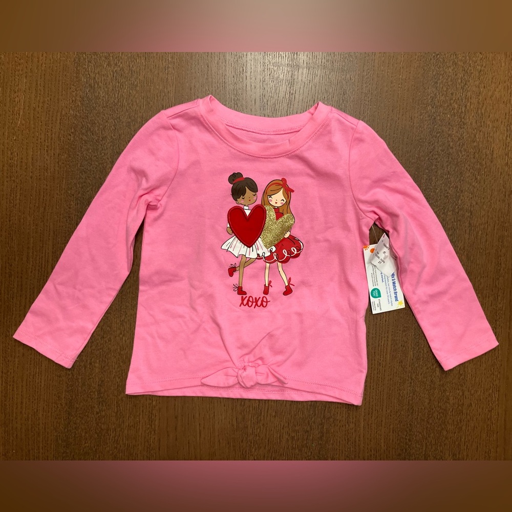 Garanimals Pink Long Sleeve Shirt Hearts Friends Graphic Valentines Day